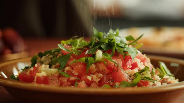 Tabbouleh Vegetable Salad Closeup Middle Eastern National Traditional Food