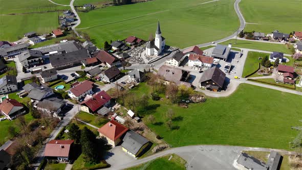 Beautiful view on an Village in Upper Austria Drone Video
