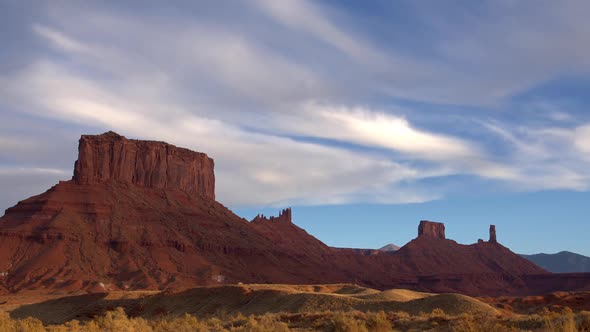 Time lapse in the Utah desert at sunset in Castle Valley