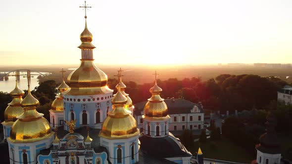 St. Michael's Golden-Domed Monastery in Kyiv, Ukraine. Aerial View