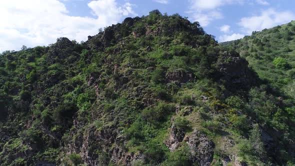 panorama of beautiful mountains in the Tashkent region. Zamin.