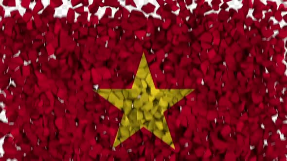 Vietnam Flag Breaking Rocks Transition