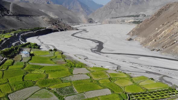 Aerial View of Mountain Valley in the Himalayas