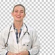 Smiling beautiful woman in lab coat talking, Alpha Channel - VideoHive Item for Sale