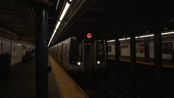 NYC Subway Train Arriving on the Platform