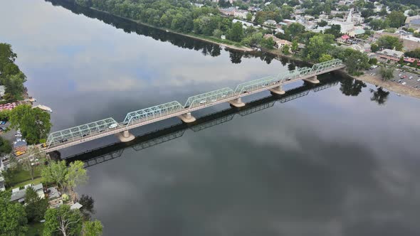 The View of Aerial Delaware River, Bridge Across the in the Historic City New Hope Pennsylvania and