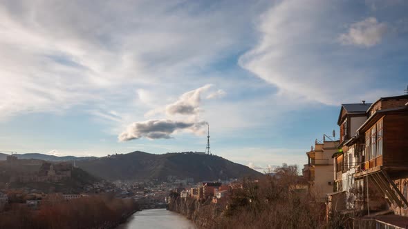 Georgia, Tbilisi. Time lapse video of Tbilisi old town