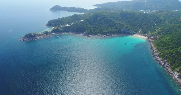 Panoramic Island Coastline Landscape Aerial View