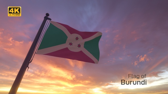 Burundi Flag on a Flagpole V3 - 4K