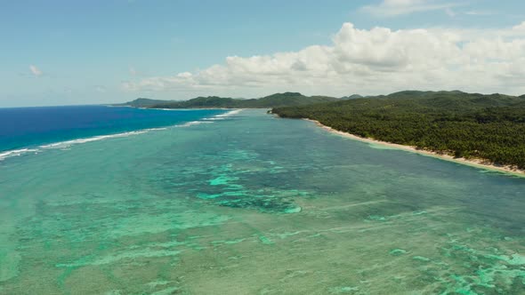 Siargao Island and Ocean Aerial View