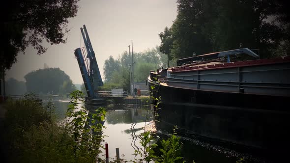 Loaded Cargo Boat on a Canal