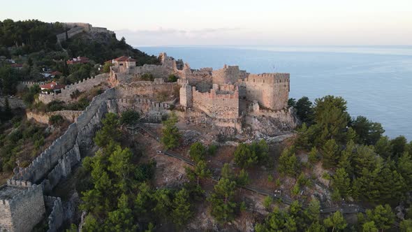 Alanya Castle - Alanya Kalesi Aerial View. Turkey