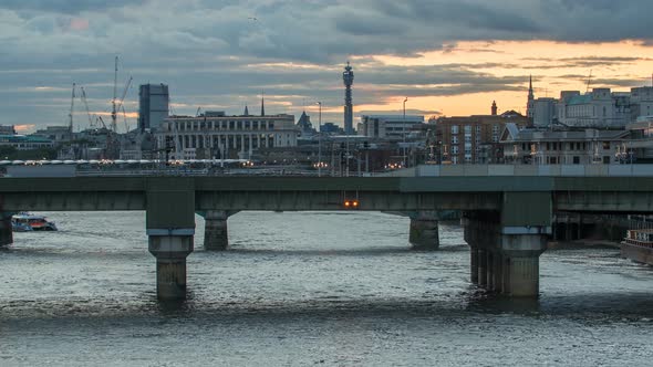 Evening to night timelapse of a railway bridge