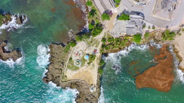 Historic coastal fortress guarding Boca de Yuma, Dominican Republic, Caribbean