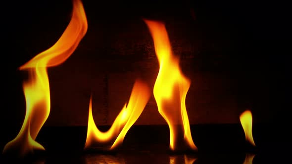 Fire Burning and Wooden Background 4