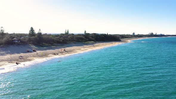 Aerial view of Dicky Beach, Sunshine Coast, Queensland, Australia.