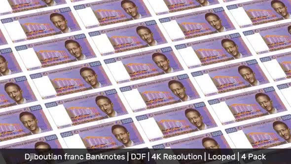Djibouti Banknotes Money / Djiboutian franc / Currency Fr / DJF/ | 4 Pack | - 4K
