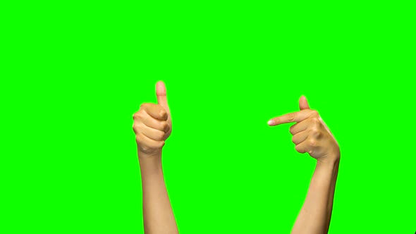 Hands Pointing Something, Showing Thumbs Up