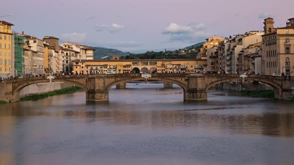 Twilight Timelapse of Florence Bridges