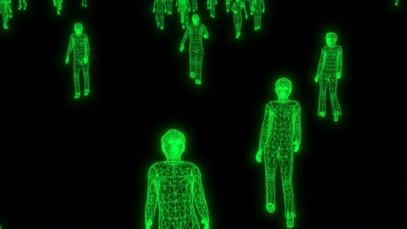 Green People Matrix Communication Network Digital Human Body Data Concept Binary Code