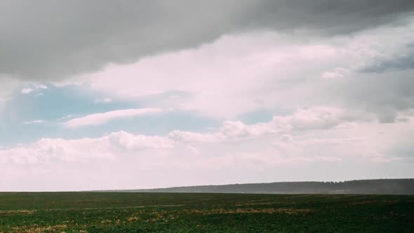 Time Lapse Time-lapse Timelapse Of Countryside Rural Field Spring Meadow Landscape Under Scenic