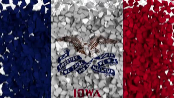 Iowa State Flag Breaking Rocks Transition