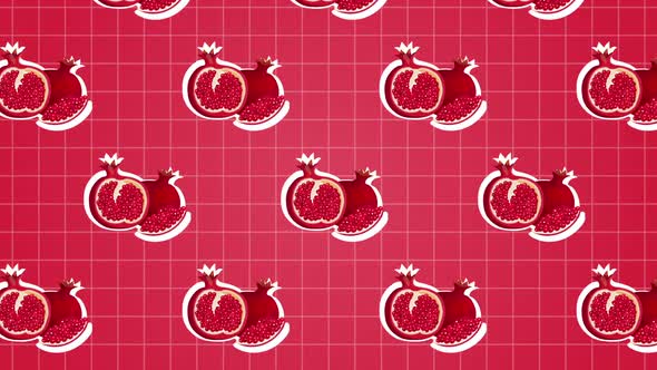 Pomegranate Cut Sliced Fruits Food Animation Background