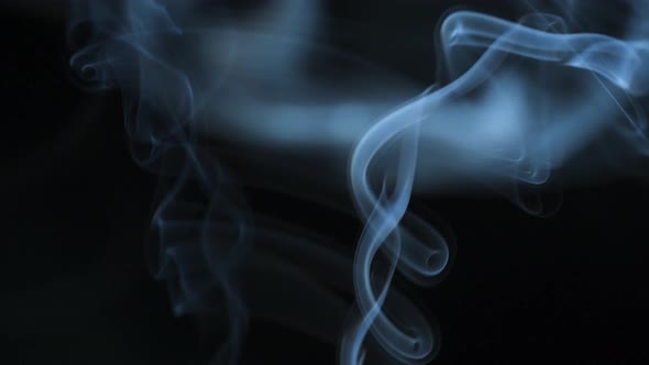 Abstract Smoke Rises Up in Beautiful Swirls on a Black Background