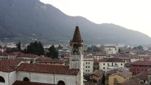 Arial shot of the church of Iseo - Italy.Filmed on Dji Mavic pro 2 10 bit - 4:2:2