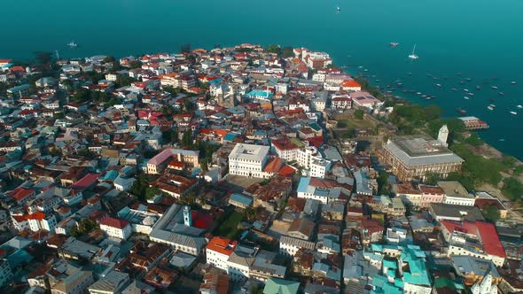 Aerial view of Zanzibar Island in Tanzania.