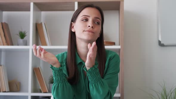 Boring Presentation Tired Business Woman Applause