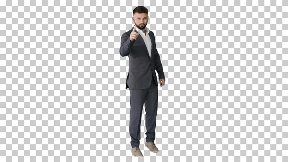 Businessman with a beard showing gestures, Alpha Channel