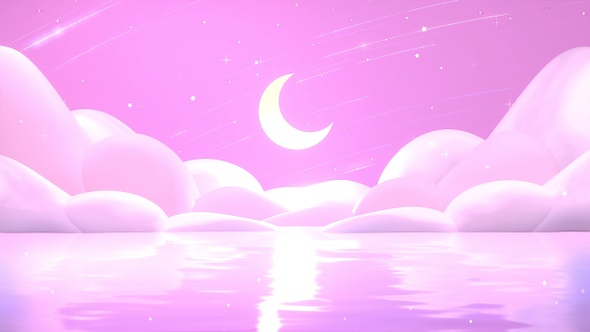 Pink Sea And Moon
