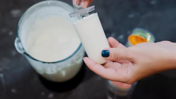 The process of making homemade  ice cream with a blender and molds