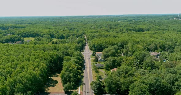 View of the Small Provincial American Town Between the Forest in Monroe New Jersey USA