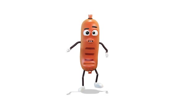 Scary Sausage Is Coming on White Background