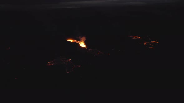 Lava Flowing From Erupting Fagradalsfjall Volcano In Reykjanes Peninsula