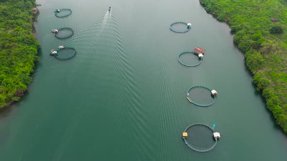 Aerial View of Fish Ponds for Bangus Milkfish