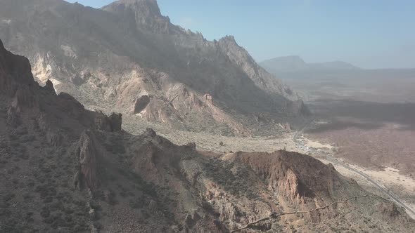 Large Cliffs in a Desert Sandy Rough Rock Landscape