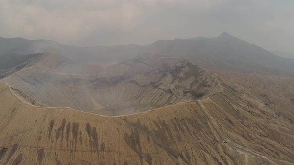 Mountain Landscape with an Active Volcano