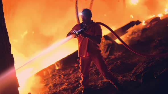 Firefighters Battle a Wildfire