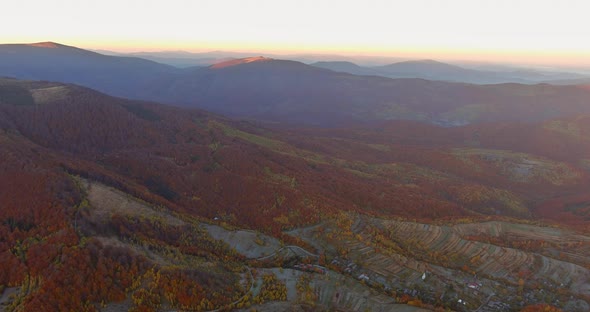 Panoramic Landscape of Mountain Range During an Autumn Morning