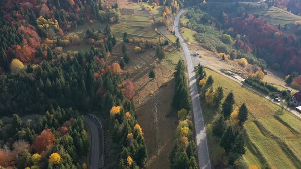 Aerial View Of Mountain Road