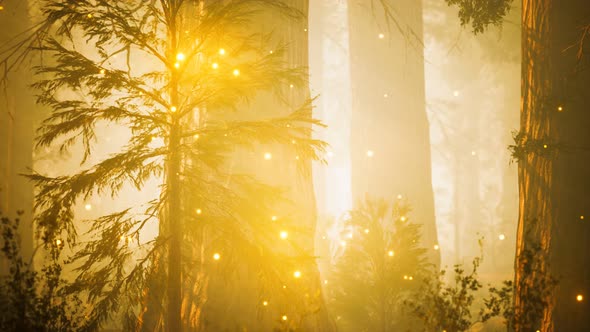 Fantasy Firefly Lights in the Magical Forest