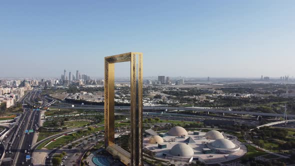 Aerial view of dubai frame