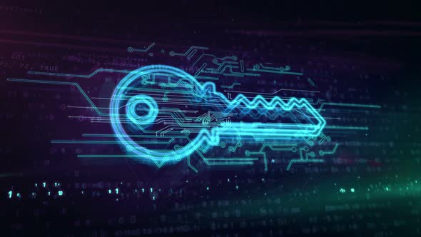 Key cyber security symbol abstract loopable animation