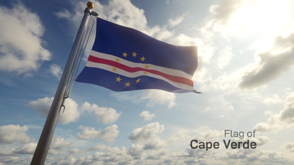 Cape Verde Flag on a Flagpole