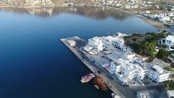 Village of Koubara on the island of Ios in the Cyclades in Greece from the sky