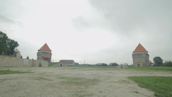 Fortress towers on a field