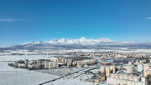 Aerial view of Poprad and High Tatras in Slovakia
